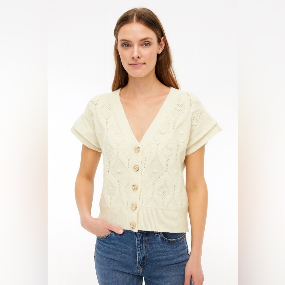 See and Be Seen Cream Button Down Cardigan Sweater